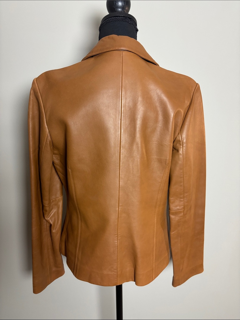 Vintage Ann Taylor Camel Leather Zip Jacket - Picture 2 of 5